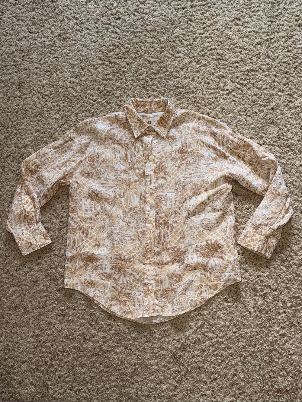 Lilly Pulitzer Palm Print Stevey Relaxed Button-Down Linen Shirt. Size S. NWT!